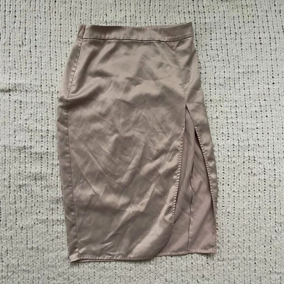 Aritzia Babaton Champagne High Slit Satin Skirt - Size 4 - Picture 1 of 4